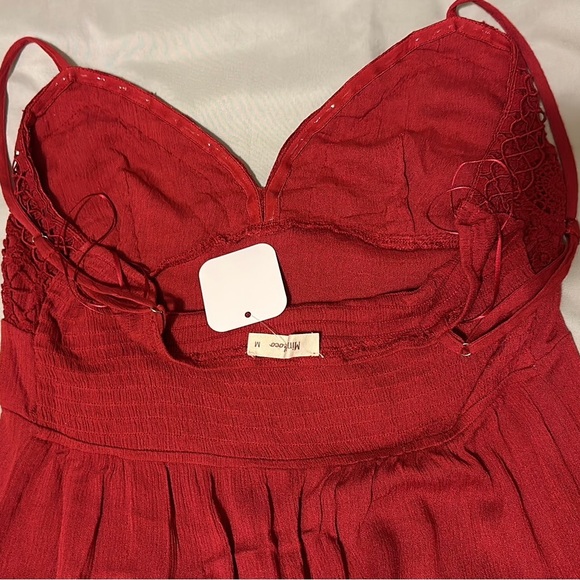 NWT A Sizzling Scarlet Stunner! Boho Crocheted Lace Multi-tiered Maxi Dress Med - Picture 5 of 5